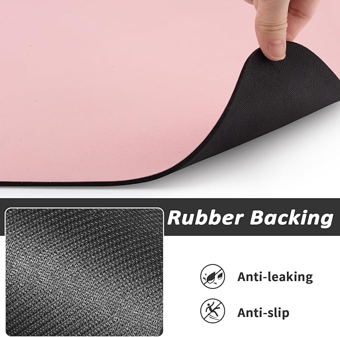 HotLive Dog Food Mat - Absorbent Cat Mat for Food and Water, No Stains Pet Feeding Bowl Mat, Easy to Clean Pet Placemats, Quick Dry Dog Water Dispenser Mat for Messy Drinkers | Paw Pink 12"x 19"