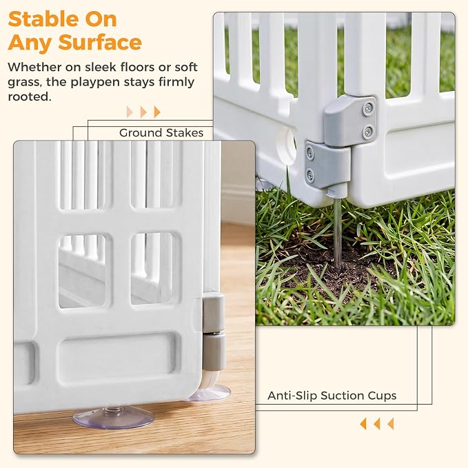 NEWBULIG 24 Inch 8 Panels Dog Playpen, Plastic Pet Play Pen Fence | Portable, Secure Locking Door, Indoor Outdoor Yard RV Camping, Small Medium Dogs, Black