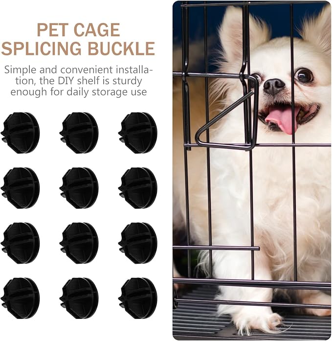 FOMIYES Pet Cage Buckles 12Pcs Plastic Connectors for Dog Playpen Panels Portable Black Clips for DIY Wire Grid Assembly and Home Storage