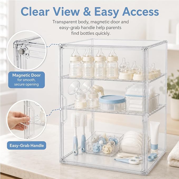 YESGIRL 3-Tier Clear Baby Bottle Organizer