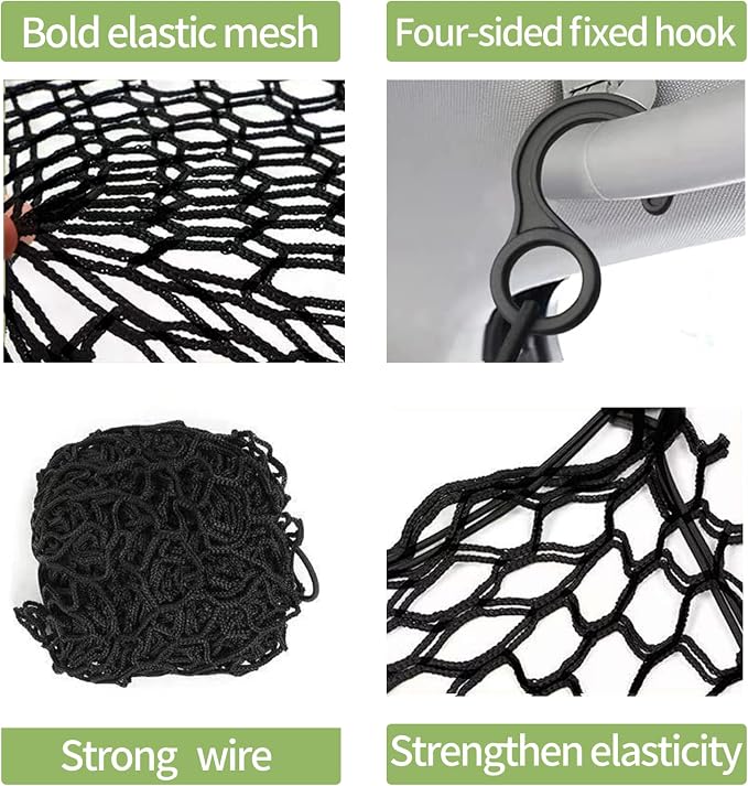 Car Dog Barrier Net, Hook Up Elastic Envelope Luggage Net (47.24" x 33.85") Dual Layer Safety Net for Pet Dog Vehicle Universal Mesh Barrier Guard Blocks Access to Car Front Seats Organiser Bag