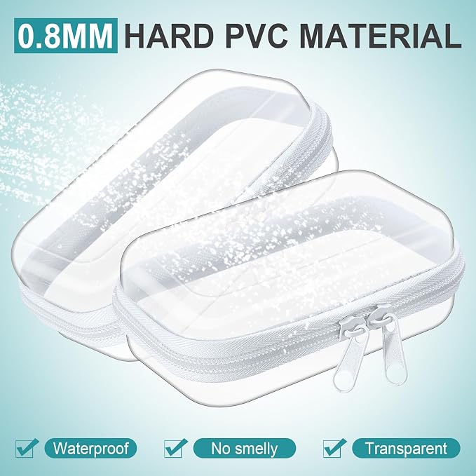 Ceenna 2 Pcs Clear Zipper Case Hard Shell Pouches,2 Mini | Multiple Sizes Plastic Makeup Bags Pencil Case Organizer Diaper Bag Pouches Clear Travel Toiletry Bag for Women