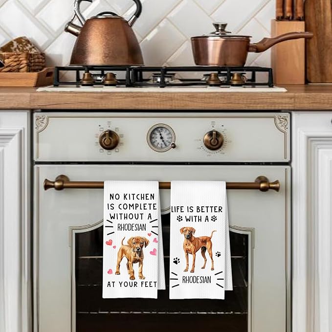 Rhodesian Dog Kitchen Towels, Rhodesian Ridgeback Gifts Dish Tea Towels for Kitchen Decor, Dog Lover Mom Dad Gifts Decorative Hand Towel, 16x24 Inches Set of 2
