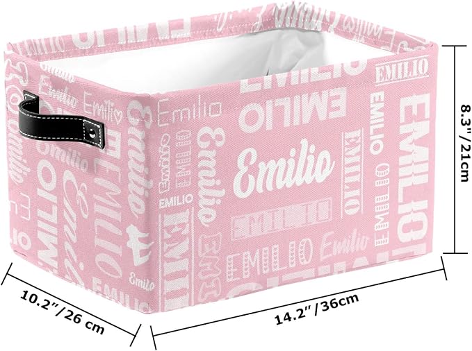Personalized Toy Box Storage Bins for Boys Girls with Name, Kids Custom Storage Basket Cubes Organizer with Handles, Shelf Closet Storage Baskets Bin Customized Gift, 1 Pack