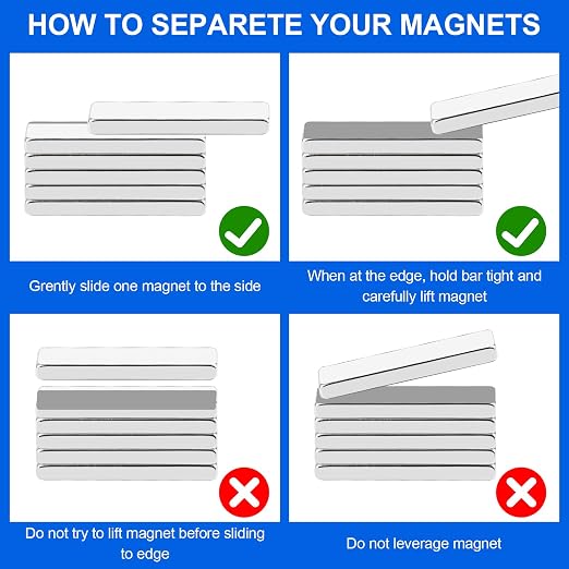 BEST CHOICE MAGNETS 50 Pack Strong Neodymium Bar Magnets, 30 x 5 x 2 mm | Rare Earth Neodymium Magnets with Double-Sided Adhesive Perfect for Fridge, Garage, Kitchen, Craft, Office