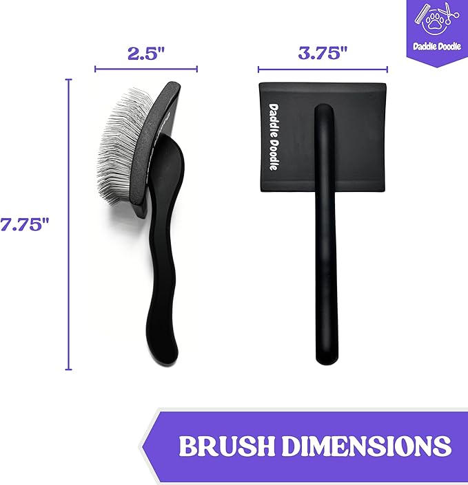 Dog Slicker Brush - Grooming Designed for All Poodles and Doodle Mixes – Fluff, Style, Detangle, and Demat – Ergonomic Handle Design – Angled Brush Pins that are Safe and Effective