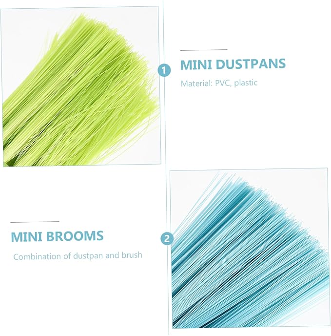 Mini Brooms and Dustpans 2 Sets PVC Plastic Cage Cleaning Tools | Easy to Sweep Debris, Smooth Surface, Simple Storage, for PET Cage and Feces Cleanup