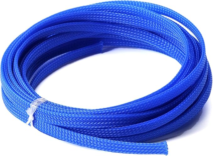 Othmro 16.4ft PET Flexible Expandable Braided Cable Sleeve 0.23inch Width Wire Loom Sleeving and Organizer Flexible Wire Mesh Sleeve for TV Audio PC Cords from Pets Chewing Blue