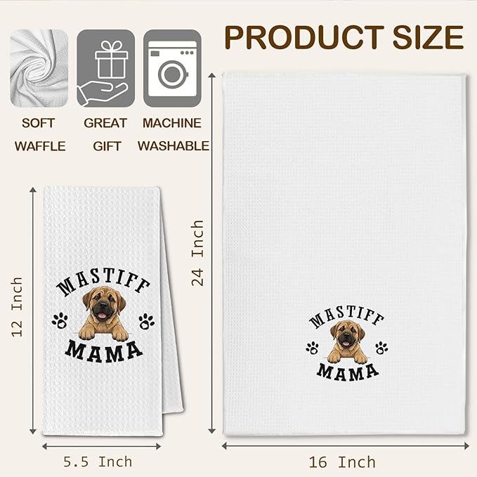 Mastiff Kitchen Towels, Dog Mama English Mastiff Gifts for Women & Dogs Moms, Dog Lover Gifts Decorative Hand Towels for Bathroom, 16x24 Inch