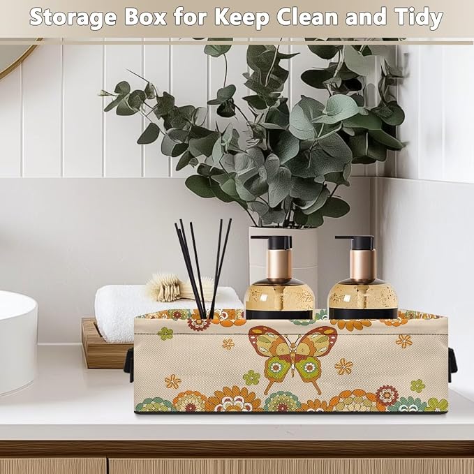 Butterfly Bohemian Toilet Paper Storage Basket for Back of Toilet, Decorative Bathroom Baskets Toilet Paper Baskets for Organizing Toilet Tank Baskets Tray Bathroom Accessories