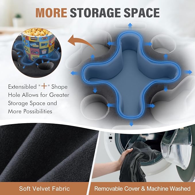 INNO STAGE Couch Cup Holder Pillow | Sofa Caddy Buddy Cupholder Organizer, for Bed Rv Tv Car Man Cave Remote Snacks Drink, Gift for Couch Potato, Grey