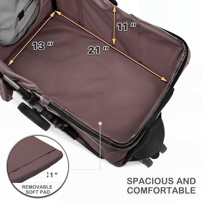 MoNiBloom Pet Stroller for Small/Medium Dogs and Cats up to 33 lbs, Coffee | Foldable Dog Stroller 3 Wheels Pet Strolling Cart w/ Storage Basket Cup Holder, Breathable and Visible Mesh for All-Season