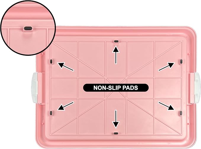 Dog Pee Pad Holder Tray, Puppy Potty Training, 22.5"x16.5", PP Plastic, Snap Lock, 4 Colors (Pink)