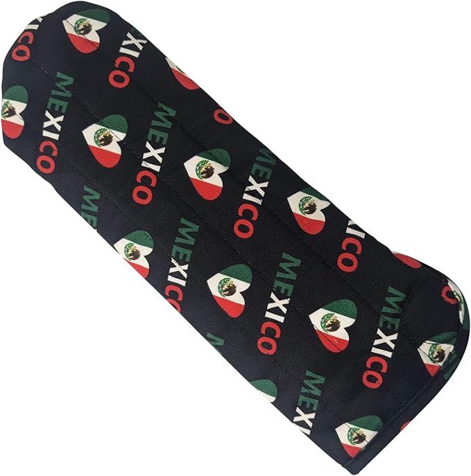 Case/Cover [Heat Resistant] for Curling Irons, Flat Irons or Straighteners, and Styling Irons, Silicone Coated Lining and Quilted Cotton Pouch for Travel, Gym, or Home [Mexico Flag]