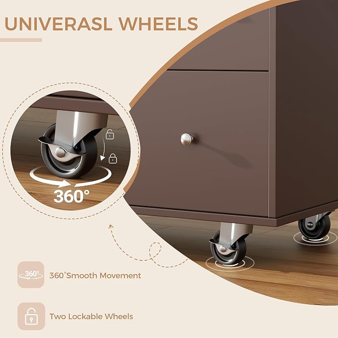 JY QAQA 40" Kitchen Island Cart Furniture cart on Wheels Rolling Portable Dining Room Serving Utility Carts Mobile Movable with Drawers Cabinet,Brown