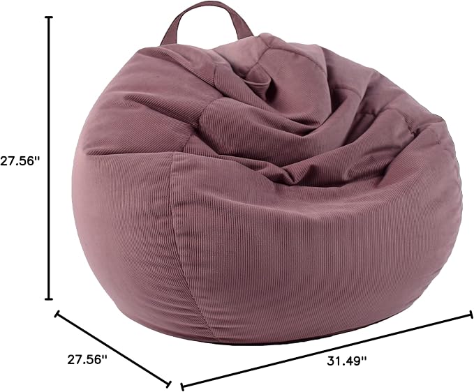 LPMOERA Stuffed Animal Storage Soft Bean Bag Cover No Filler Dusty Pink | Skin-Friendly,Portable,Wide Easy-Load Opening,Hidden Zipper,Decorative Organizer
