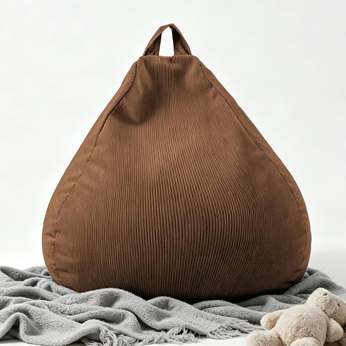 LPMOERA Stuffed Animal Storage Soft Bean Bag Chair Cover No Filler Caramel | Skin-Friendly,Portable,Wide Easy-Load Opening,Hidden Zipper,Decorative Organizer