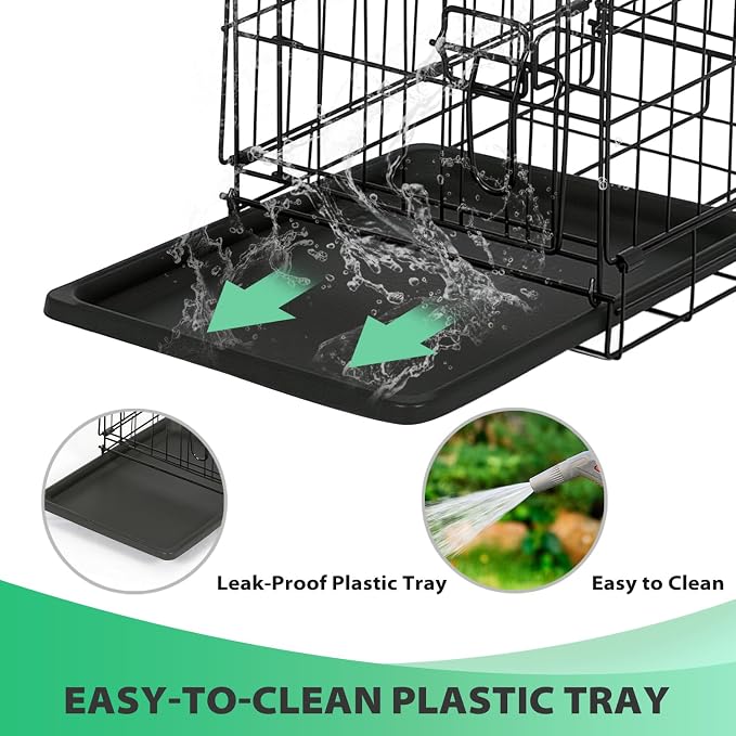 BestPet | Dog Crate | 18" | Black | Foldable Metal Kennel with Single Doors | Secure Slide-Bolt Latches, Leakproof Tray | Portable Dog Cage for Small Breeds | for Travel, Indoor & Outdoor Use