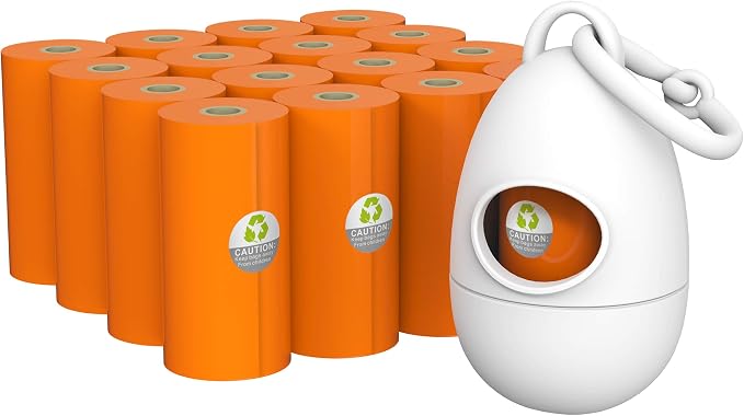TUG Dog Waste Bag Dispenser with Poop Bags, White, 17 Rolls | 17 Rolls, 255 Bags Total, 15 Bags Per Roll
