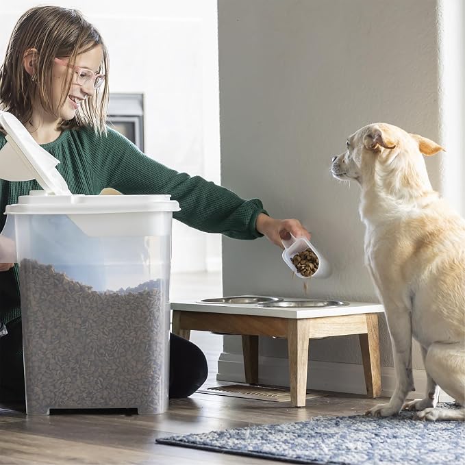 Buddeez Pet Food Storage Dispensers Plastic 4 Gallon - Airtight Flip Top for Freshness - Dry Dog Food, Cat Food or Bird Seed Plastic Containers (Set of 2)