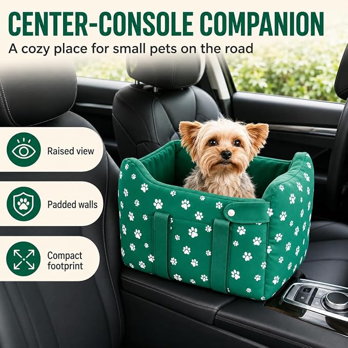 Small Dog Car Seat for Center Console, Wilderness Green | Cullaby Small Dog Car Seat for Center Console,