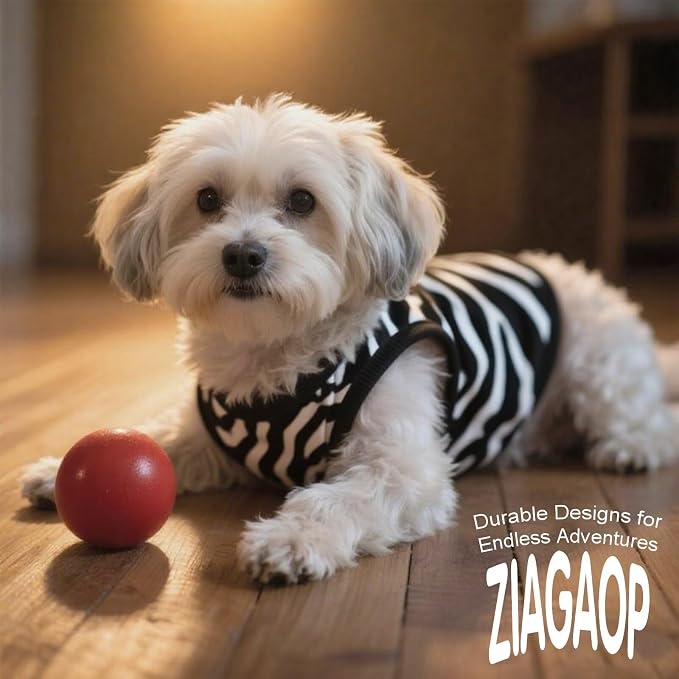 Adorable Zebra Print Dog Shirts – Lightweight, Cozy Outfit for Small to Medium Dogs, Soft & Snuggly Pet Wear for Everyday Comfort and Cuteness.Black XS