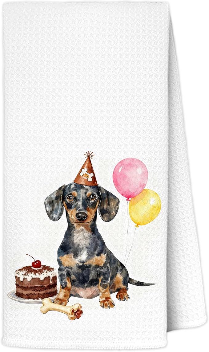 Dachshund Kitchen Towels, Gifts for Dachshund Lovers, Weiner Dog Gifts Decorative Hand Towels for Bathroom, Funny Birthday Sausage Dog Dish Tea Towel Drying Cloth, 16x24 Inch
