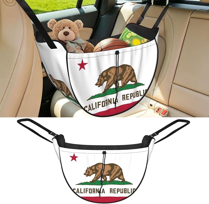 Flag of California Car Seat Organizer-Backseat Storage Bag for Travel | Waterproof Durable. Holds Snacks Gear Essentials. Fits Most Cars.