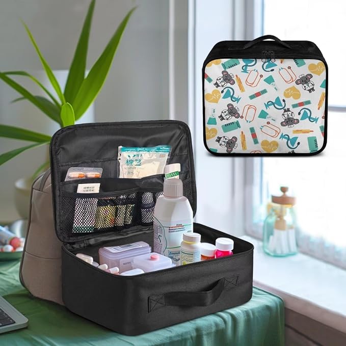 Medium Size First Aid Bag Empty Koala Doctors First Aid Pouches Empty Cute Emergency Pouch for School Travel Medicine Storage Bag Portable First Aid Kit Case Empty