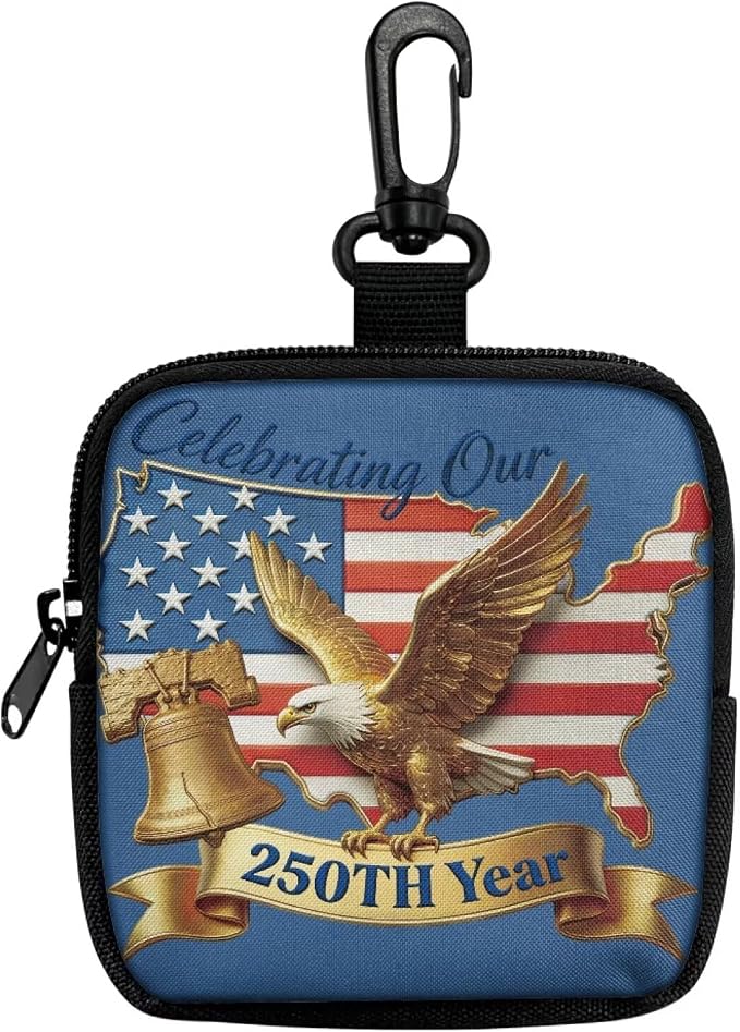 Dog Treat Pouch for Pet Walking and Training with Carabiner Zipper Design Small Dog Training Treat Bag Pack Holder for Puppy Snack Dispenser American Eagle 250th Celebration