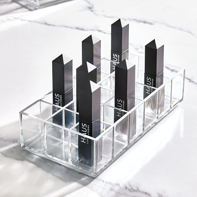 iDesign The Sarah Tanno Collection Plastic Lipstick Organizer, 8" x 4" x 2", Clear