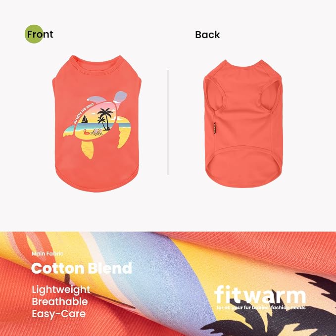 Fitwarm Hawaiian Sea Turtle Dog Shirt, Tropical Summer Clothes for Small Dogs Boy Girl, Funny Pet Outfit, Orange, XXL