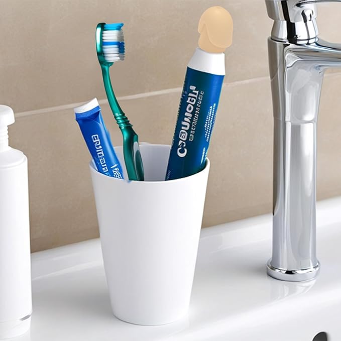 Gag Gifts - White Elephant Gifts, 2Pcs Toothpaste Dispenser, Toothpaste Squeezer, Pranks 3D Printed Self Closing Toothpaste Caps Bathroom Accessories for Bathroom Toothbrush Holders