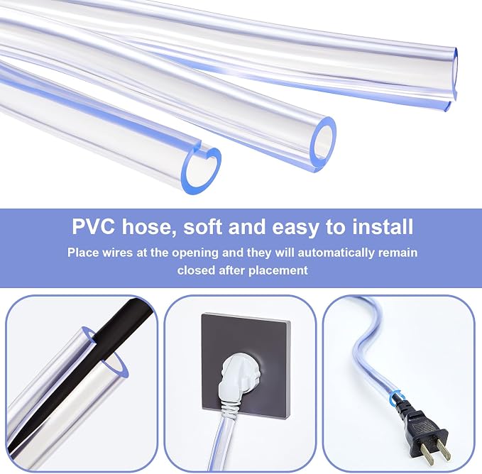 Pangda 10 ft Cord Protector for Dogs and Cats, 2 mm Thick 1/2 Inch, Clear