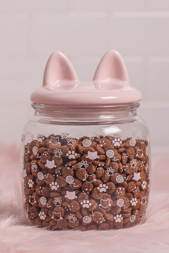 10 Strawberry Street Cat Ears Pet Treat Canister, Pink