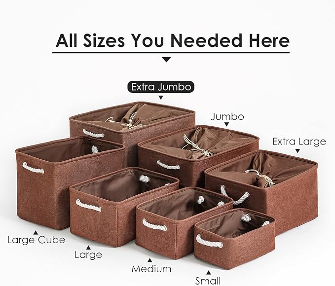 Organization and Storage for Organizing - Extra Jumbo 3 Pack 20.5x15.7x13.8 inch Fabric Storage Bin for Shelves, Storage cubes for Decorative Shoes Towel Blanket Closet (Brown)