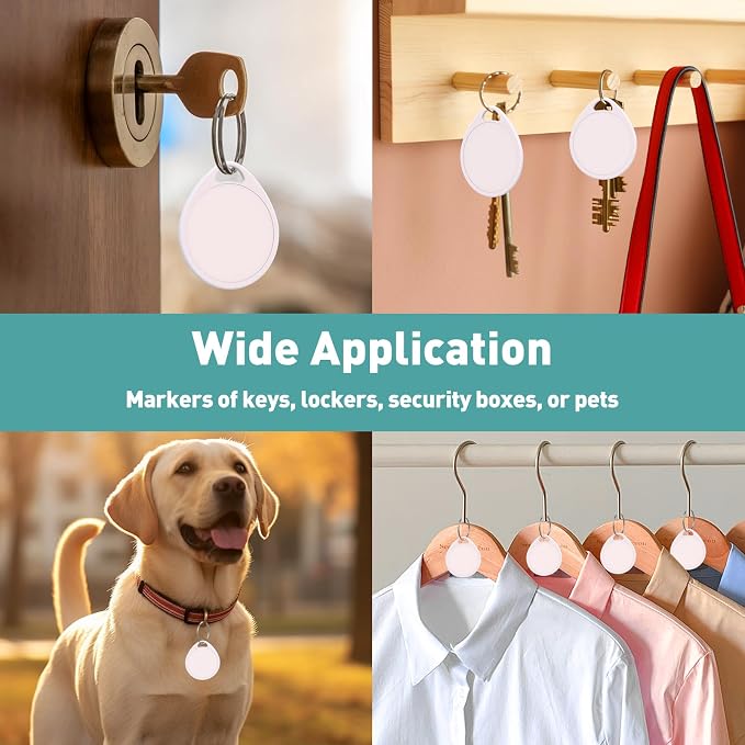 60 Pcs Key Tags 1.5 Inch Tough Plastic Reusable Key Tags Sturdy Round White Item Identifiers with Blank Paper Label Stickers and Split Rings - Ideal for Home,Office and Rental Management Use