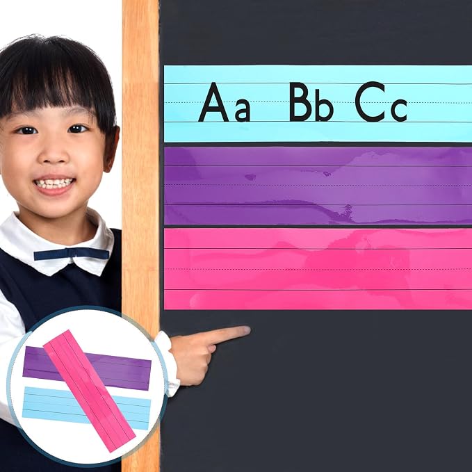 Homoyoyo 3pcs Magnetic Sentence Strips with Unique Lined Design and Magnetic Paste for Blackboards and Desks for Whiteboard and Fridge Organization
