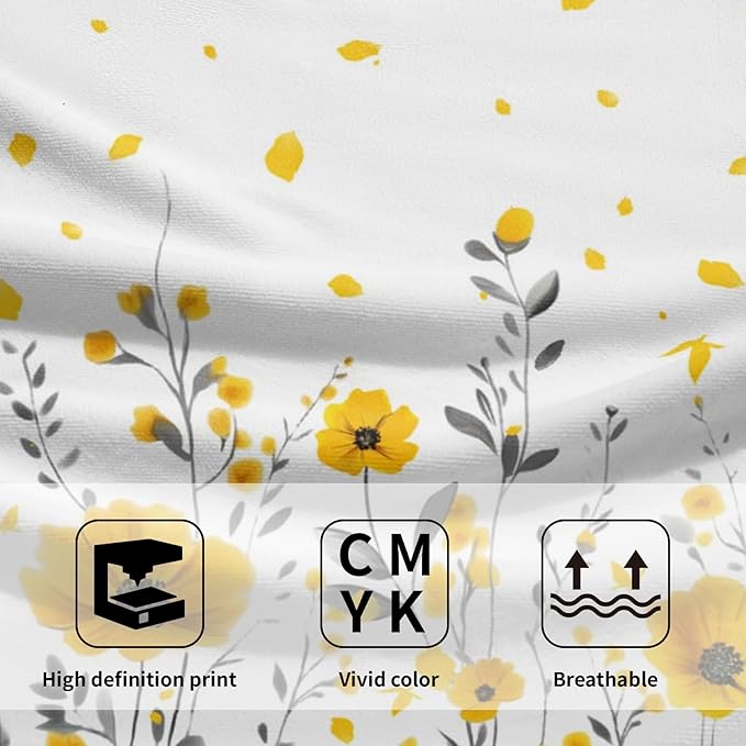Giwawa Yellow Floral Hand Towels Set of 2 Daisy Flower Fingertip Towel Soft Absorbent Bath Towel Kitchen Dish Towel Home Bathroom Decorations