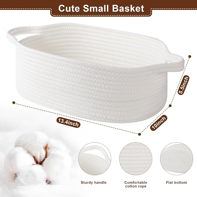 OIAHOMY Gift Basket with Handle, 13.4"x 10"x 5.5" Easter Basket with Gift Bag, Ribbon and Wrap Tissue Paper, Nursery Bins Empty to Fill with Towels, Baby, Pet Toy Organizer - Easter White