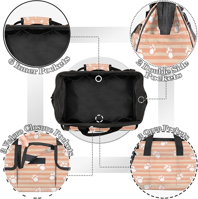 Dog Paws Heavy Duty Tool Bag 14.8 Inch Cat Pet Paw Animal Portable Soft Tool Box Organizer Storage with Adjustable Shoulder Strap