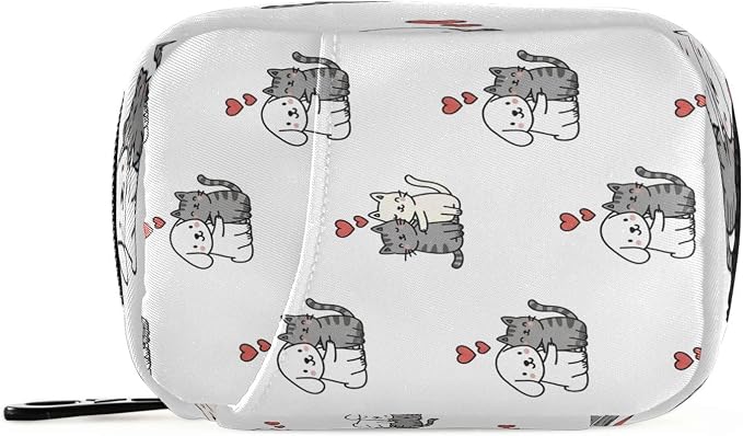 Love Between Pets Pattern Pill Organizer Portable Travel Pill Case Weekly Pill Box for Medicine Vitamin Supplement