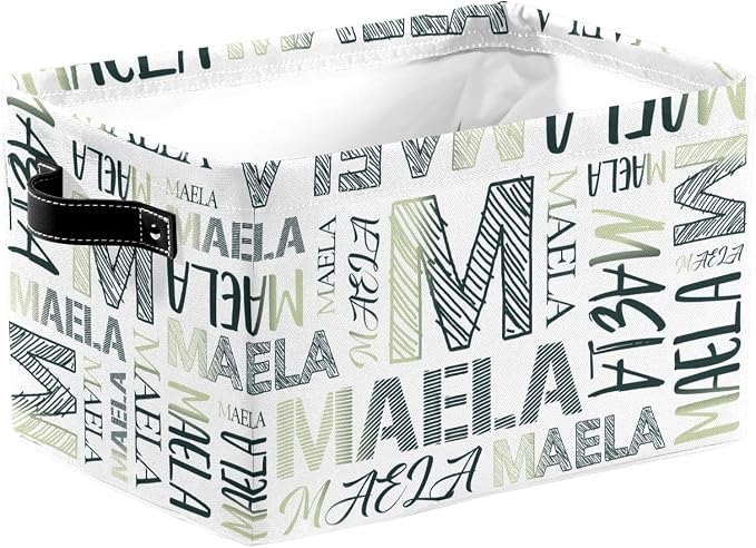 Foldable Personalized Storage Box for Boys Girls with Name Waterproof Kids Custom Storage Bin Baskets Cube Boxes Organizer with Handles for Organizing Shelf Closet, 1 Pack
