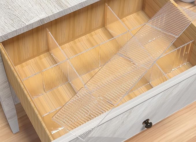 Transparent PET Drawer Organizer Dividers 32.5x7cm Cuttable Plastic Drawer Partition for Closet Kitchen Office Storage for Socks Utensils Ect