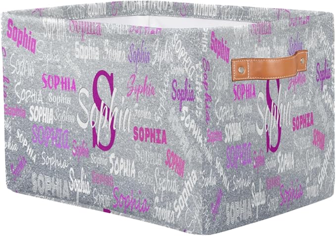 Custom Rectangular Baby Storage Basket, Kids Toys Bin, Books Shelf Basket, Clothes Towel Storage Bin for Nursery, Gift Basket, Pet Basket, Silver Sequins Glitters Effect Print