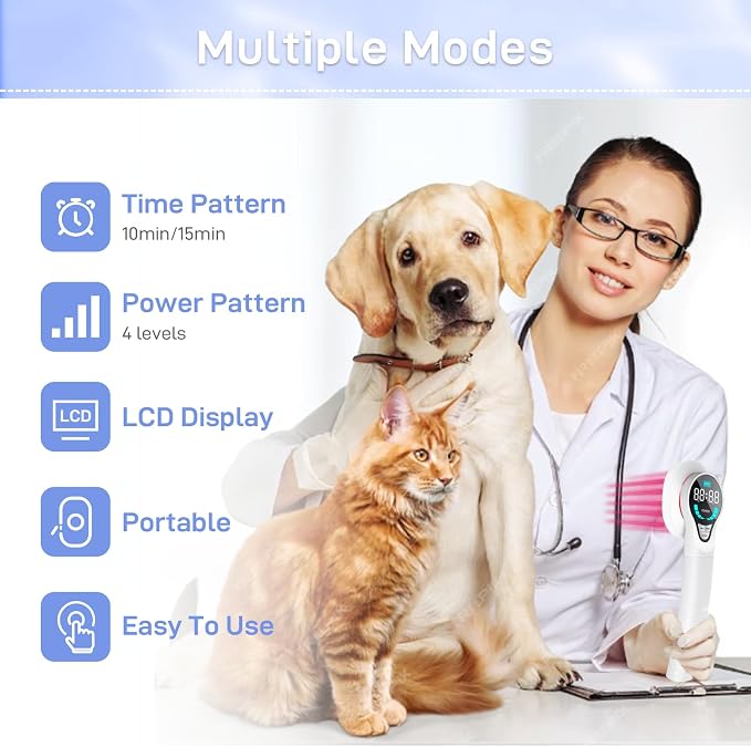 Cold Laser Therapy Device for Dogs - Infrared Red Light Therapy Device with Adjustable Stand, Portable Therapy Device for Pain Relief Arthritis, Spinal and Promote Blood Circulation