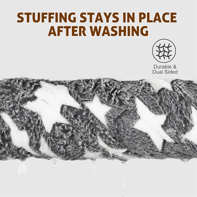 Mora Pets Dog Crate Pad Bed Ultra Soft Pet Mat Star Print 2 Pack 24 in Grey | Washable Crate Mat for Small Medium Large Dogs, Reversible Fleece Dog Crate Kennel Mat Flat Cat Bed Liner