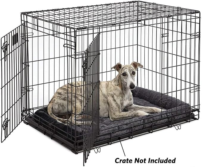 MidWest Homes for Pets QuietTime Dog Bed – Gray Faux Fur Bolster, Ultra-Soft and Machine Washable, Fits 36-Inch Crates and Carriers, for Medium to Large Breed Dogs