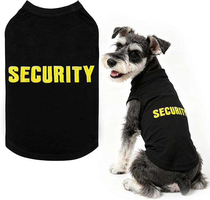 BINGPET Embroidered Security Dog Shirts,Soft Cotton Puppy Tshirt,Breathable Lightweight Dog Costumes Tank Top Vest,Machine Washable Stretchy Clothes for Small Medium Large Dogs Boy Girl (M)