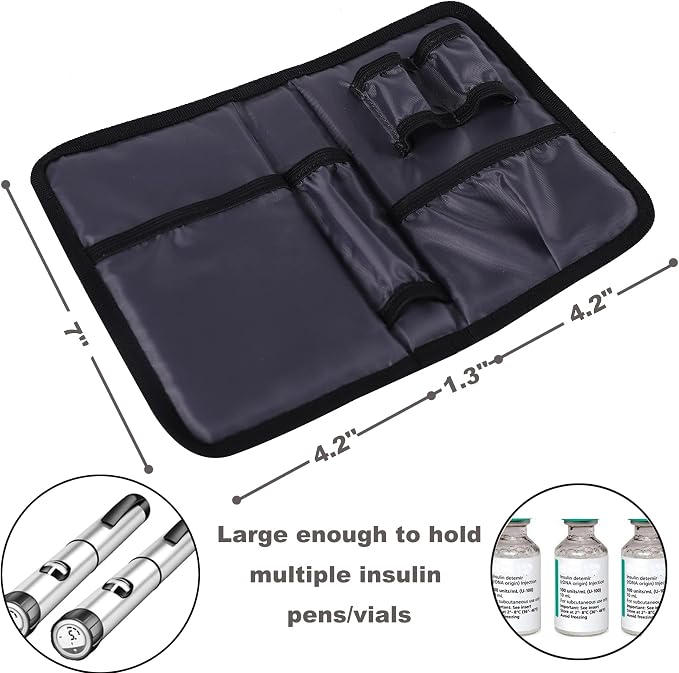 apollo walker Insulin Cooler Travel Case with Ice Packs and Insulation | TSA Approved Includes 2 x 90g ice packs for 9-hour cooling insulin pens & syringes for Diabetics to Carry (Gray)